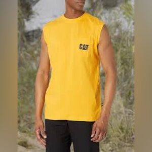Caterpillar Logo Mens pocket Sleeveless Tshirt. 
Size large
